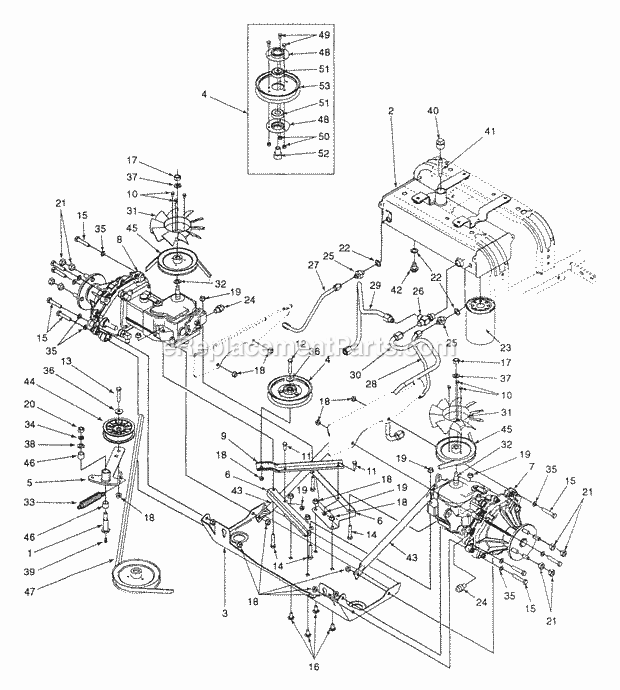 Hydraulic Drive, Lines & Filter - Mfg. Date 1 2 Diagram and Parts List for Z54 53AC385K100 Cub Cadet Lawn Mower